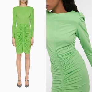 Givenchy Evening Ruched Crepe Dress in Jersey Green Gathered hidden zipper sz 40